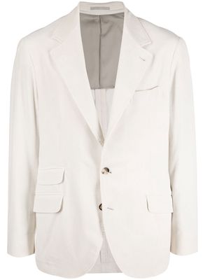 BRUNELLO CUCINELLI woven single-breasted wool blazer - White