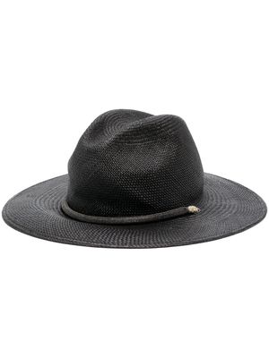 Brunello Cucinelli woven straw trilby hat - Black