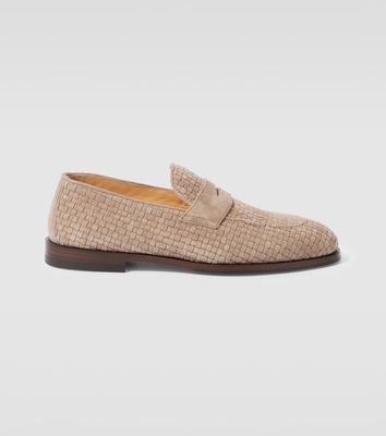 Brunello Cucinelli Woven suede penny loafers