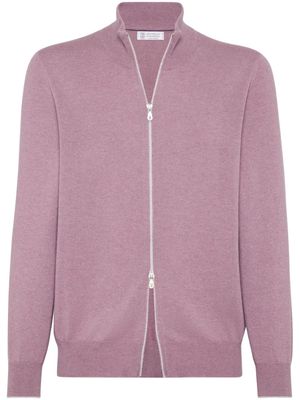 Brunello Cucinelli zip-front cashmere cardigan - Purple