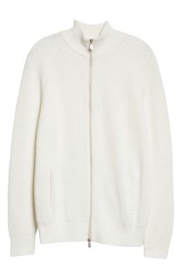 Brunello Cucinelli Zip Front Cotton Sweater in Cx816 Panama