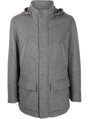 Brunello Cucinelli zip-front hooded coat - Grey