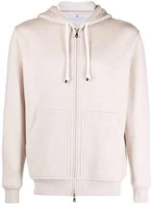 Brunello Cucinelli zip-up cashmere-blend hoodie - Neutrals
