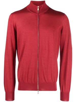 Brunello Cucinelli zip-up cashmere-silk cardigan - Red