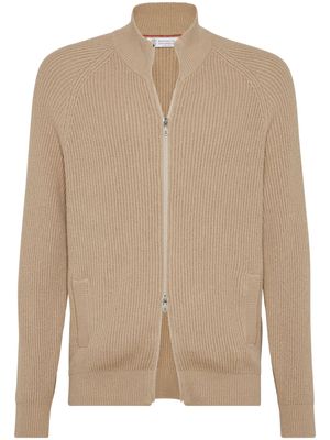 Brunello Cucinelli zip-up cotton cardigan - Neutrals