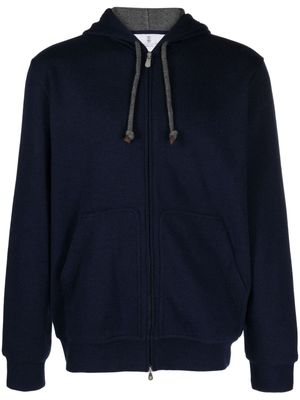 Brunello Cucinelli zip-up cotton hoodie - Blue