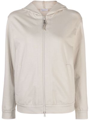 Brunello Cucinelli zip-up cotton hoodie - Neutrals