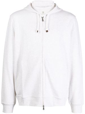 Brunello Cucinelli zip-up cotton hoodie - White