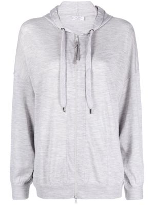 Brunello Cucinelli zip-up drawstring hoodie - Grey