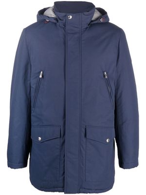 Brunello Cucinelli zip-up hooded coat - Blue