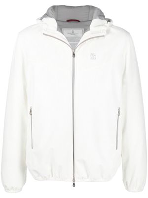 Brunello Cucinelli zip-up hooded jacket - White