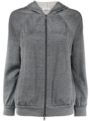 Brunello Cucinelli zip-up hooded jumper - Grey