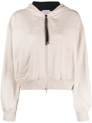 Brunello Cucinelli zip-up hooded sweatshirt - Neutrals