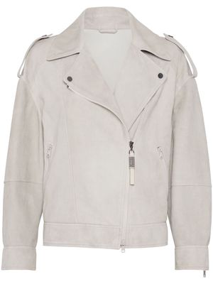 Brunello Cucinelli zip-up leather jacket - Grey