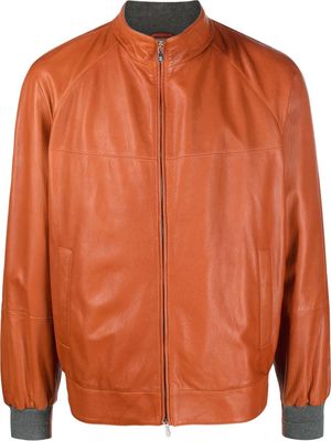 Brunello Cucinelli zip-up leather jacket - Orange