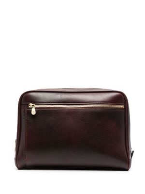 Brunello Cucinelli zip-up leather wash bag - Brown