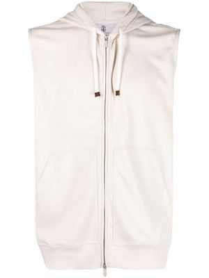 Brunello Cucinelli zip-up sleeveless hoodie - Neutrals