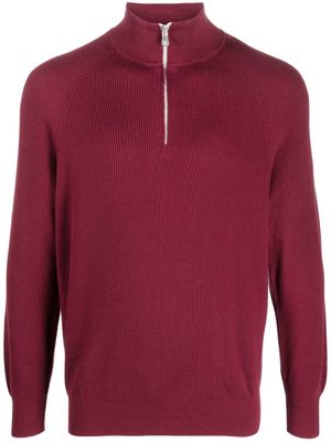 Brunello Cucinelli zipped knitted jumper - Red