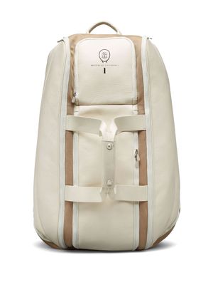 Brunello Cucinelli zipped leather backpack - White