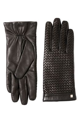 Bruno Magli Basket Weave Leather Gloves in Black