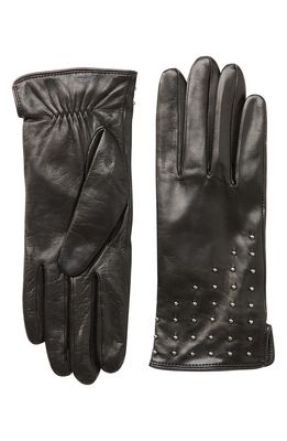 Bruno Magli Studded Leather Gloves in Black