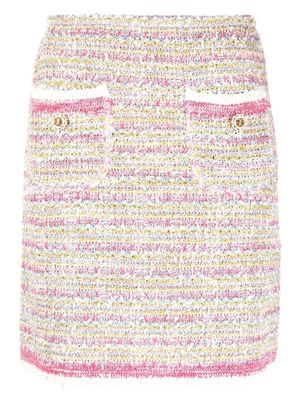 Bruno Manetti contrasting-trim tweed skirt - Pink