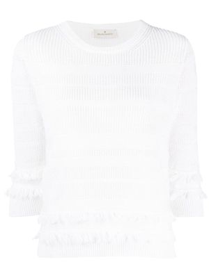 Bruno Manetti fringed-detail knitter sweater - White
