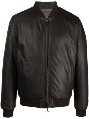 Bruno Manetti reversible leather bomber jacket - Brown