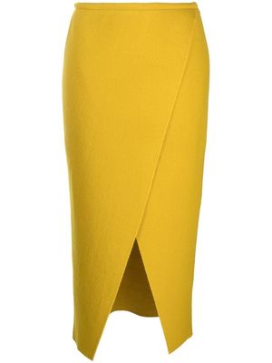 Bruno Manetti wrap knitted midi skirt - Yellow