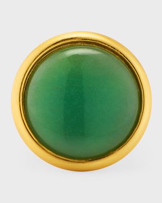 Brushed Gold-Plated Jade Aventurine Adjustable Ring