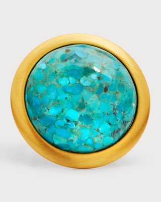 Brushed Gold Turquoise Cabochon Ring