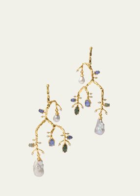 Brut Pearl and Stone Mobile Statement Earrings