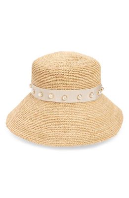 btb Los Angeles Bree Imitation Pearl Bucket Hat in Natural/White
