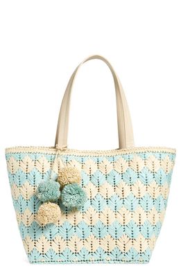 btb Los Angeles Bria Straw Tote in Natural/mint