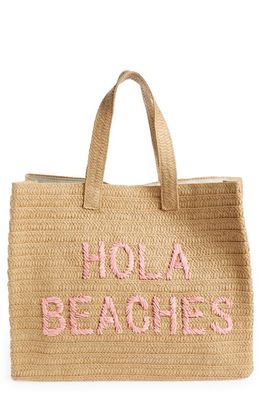 btb Los Angeles Hola Beaches Straw Tote in Sand Coral