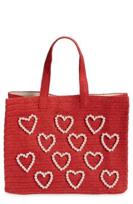btb Los Angeles I Heart Straw Tote in Red