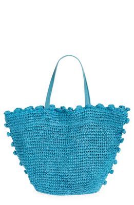 btb Los Angeles Leah Straw Tote in Turquoise