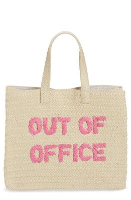 btb Los Angeles Out of Office Straw Tote in Natural/Fuchsia