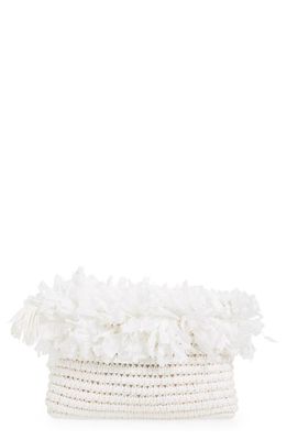 btb Los Angeles Rose Crochet Straw Clutch in White