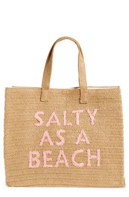 btb Los Angeles Salty as a Beach Straw Tote in Sand Coral