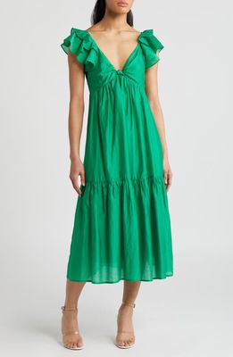 BTFL-life Ruffle A-Line Dress in Kelly Green 