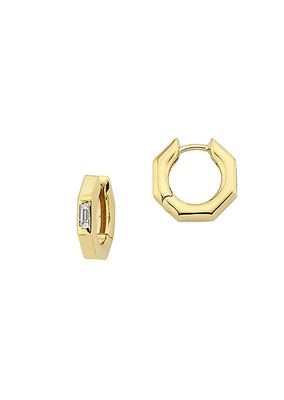 Bubble 18K Yellow Gold & 0.09 TCW Diamond Small Geometric Hoop Earrings