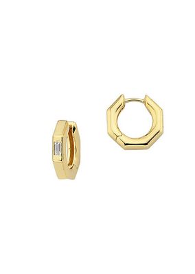 Bubble 18K Yellow Gold & 0.13 TCW Diamond Medium Geometric Hoop Earrings
