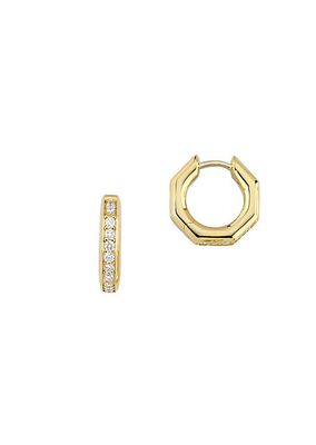 Bubble 18K Yellow Gold & 0.45 TCW Diamond Medium Geometric Hoop Earrings