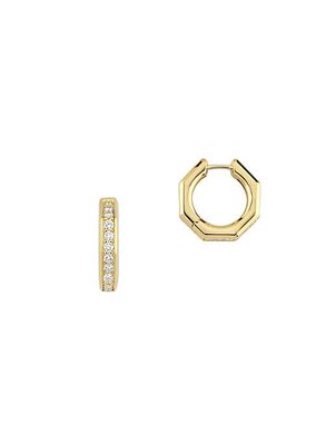 Bubble 18K Yellow Gold & 0.91 TCW Diamond Large Geometric Hoop Earrings