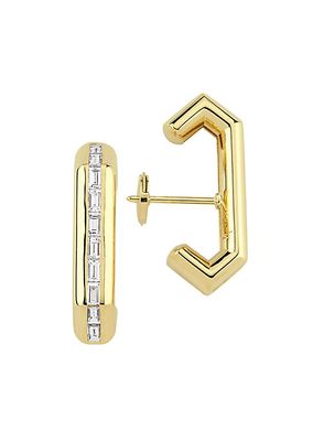 Bubble Crescent 18K Yellow Gold & 1.34 TCW Diamond Earrings