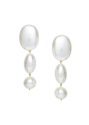Bubble Goldtone & Faux Pearl Linear Drop Earrings