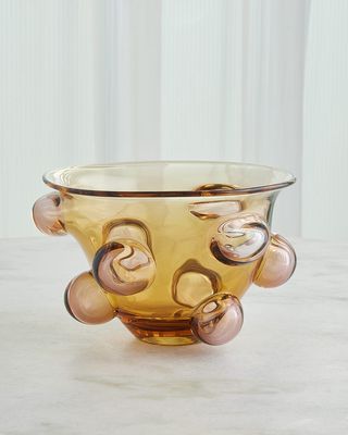 Bubbled Glass Bowl, Amber Blush