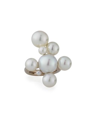 Bubbles South Sea and Akoya Pearl Cluster Ring