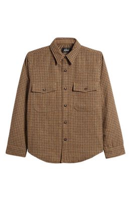 BUCK MASON Check Wool Blend Twill Jacket in Khaki /Olive